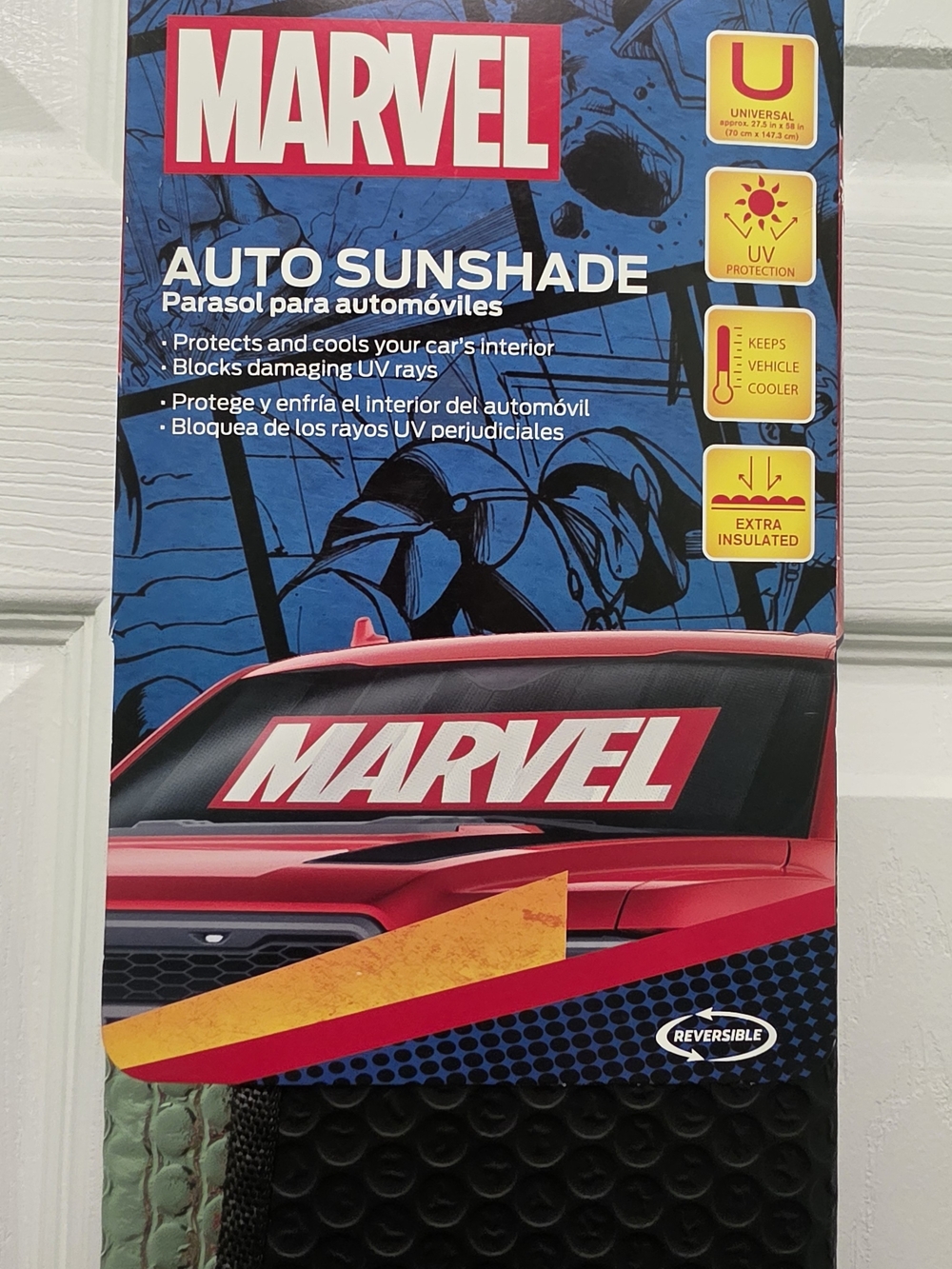 Marvel Auto Sunshade - Red Windshield Cover